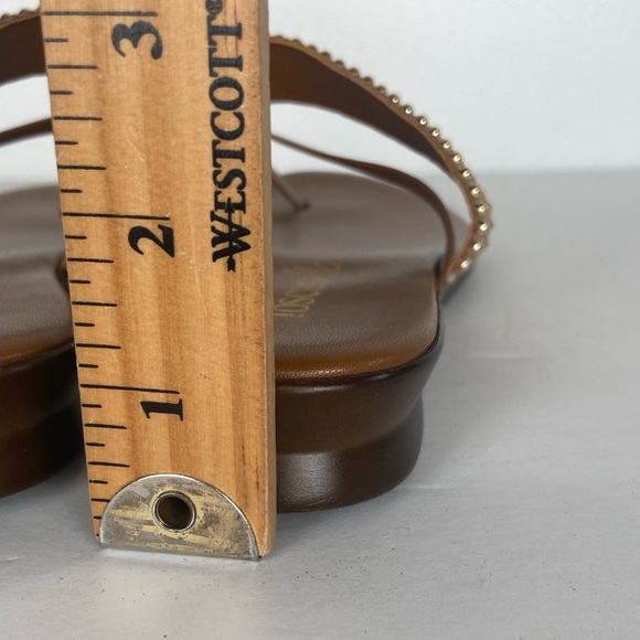 Toscanella Flat Sandals Size 9 Brown Studded Braided Italy Lightweight Summer - Picture 5 of 6